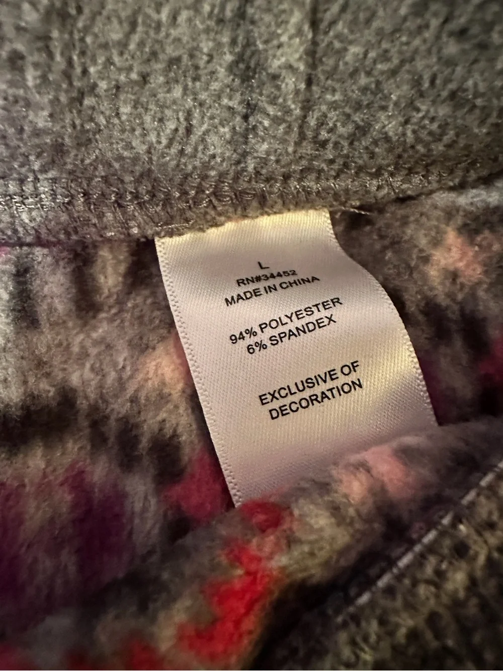 Cuddl Duds Gray Fair Isle Loungewear Pants with Pink and Blue Accents